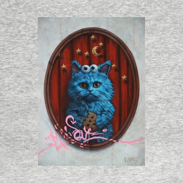 Cookie Monster Kitty. Blue Cat Googly Eyes Adorable Soul. Cat Monster. My Soul. moon and stars by Tiger Picasso